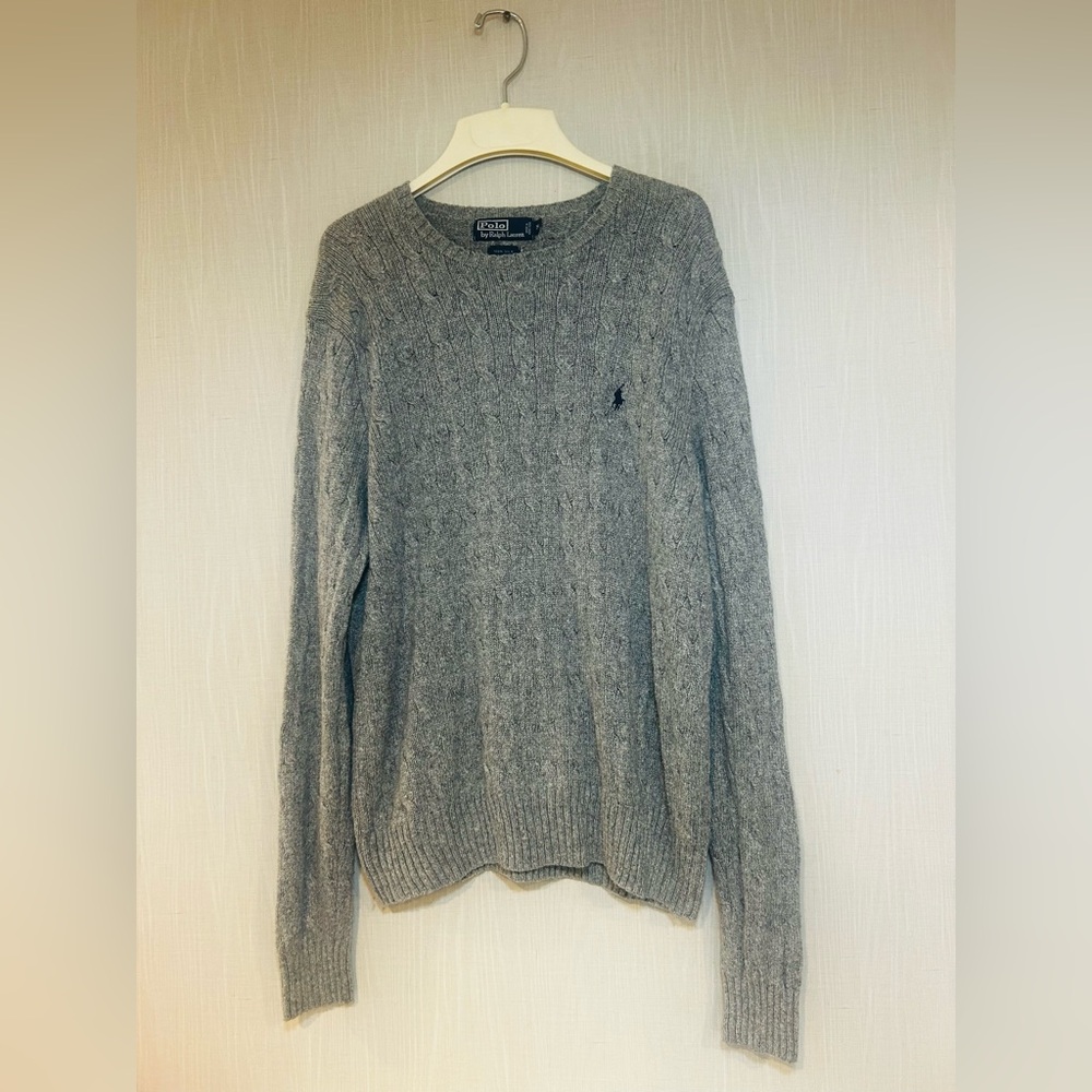 Polo by Ralph Lauren Heather Gray Crewneck Sweater Silk